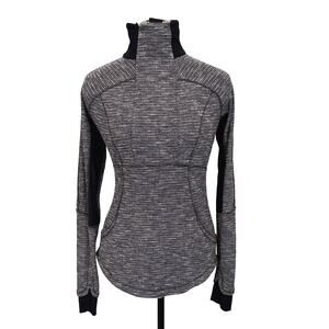 Lululemon Base Runner‎ Half 1/2 Zip Pullover Vented Coco Pique Black Sz 6 W3C39S